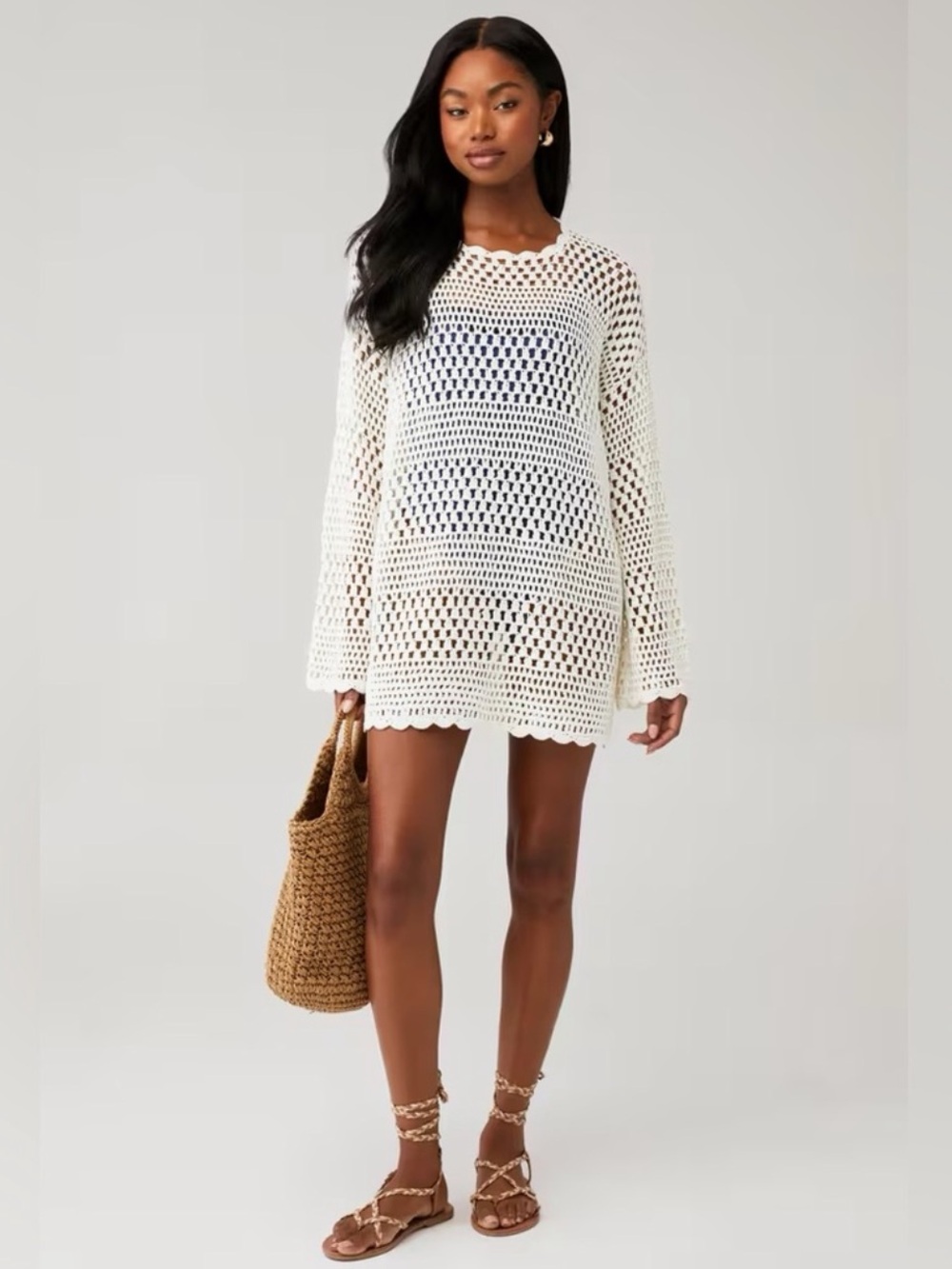 Show Me Your MuMu Women's Paula Crochet Pullover Cover Up Size Large